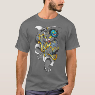 Japanese Art Cat Samurai Opera Mask  (2) T-Shirt