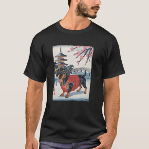 Japanese Art Dachshund Weenie Kyosai Vintage Japan T-Shirt