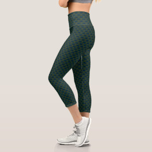 Japanese art deco style_ Deep Forest Capri Leggings