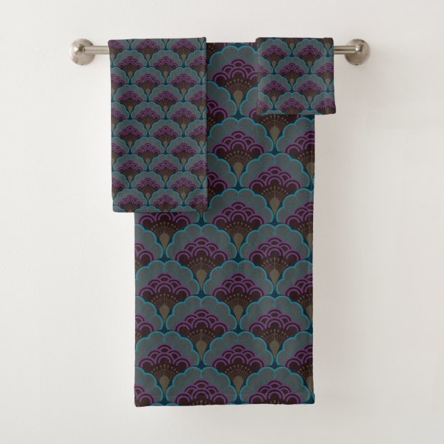 Japanese art deco style_Midnight Bath Towel Set (Insitu)