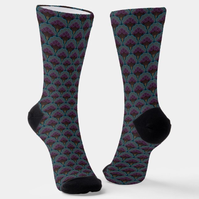 Japanese art deco style_Midnight Socks (Angled)