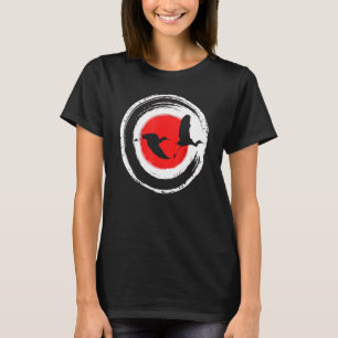 Japanese Art Enso Circle Flying Cranes Ukiyo E Woo T-Shirt