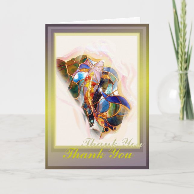 Japanese Art Glass Koi Thank You Greeting Card (Front)