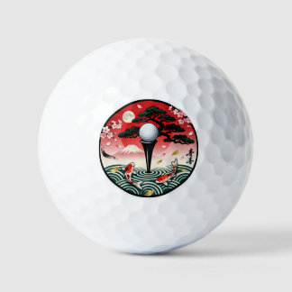 Japanese Art Golf Ball - Koi Fish and Mount Fuji 