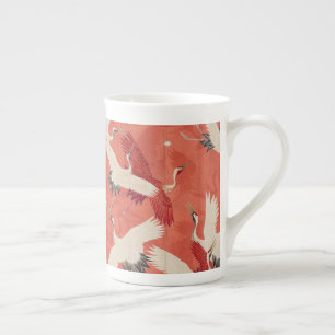 Japanese Art Kimono Cranes Style 3 Bone China Mug