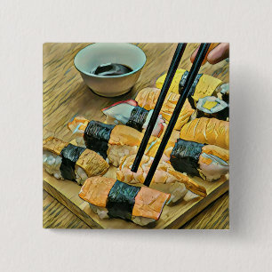 Japanese art lover 15 cm square badge