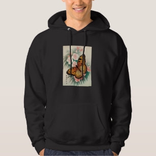 Japanese Art Monarch Butterfly Kyosai Vintage Japa Hoodie