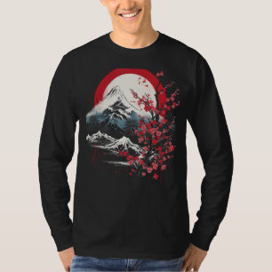 Japanese Art Mount Fuji Cherry Blossom Japan Aesth T-Shirt