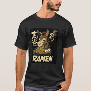 Japanese Art Noodles Lover Wildlife Cute Donkey Ra T-Shirt