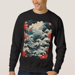 Japanese Art Ocean Wave Ukiyoe Tsunami Kanagawa Su Sweatshirt