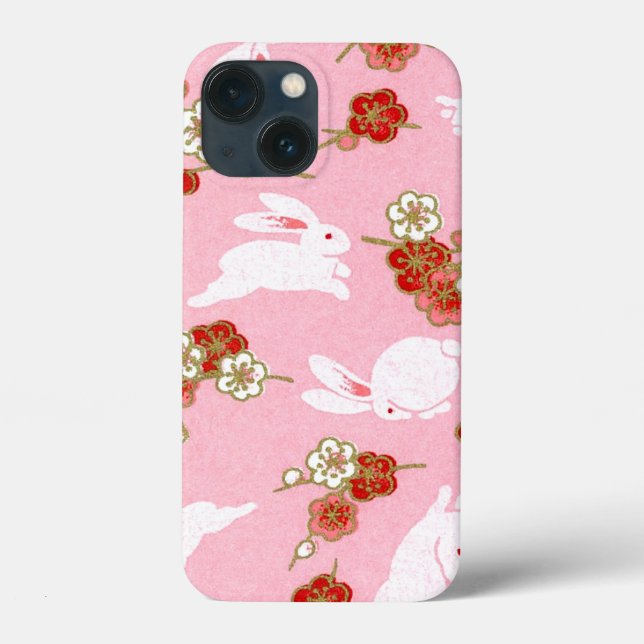 Japanese Art Pink Sakuras & Rabbits Case-Mate iPhone Case (Back)