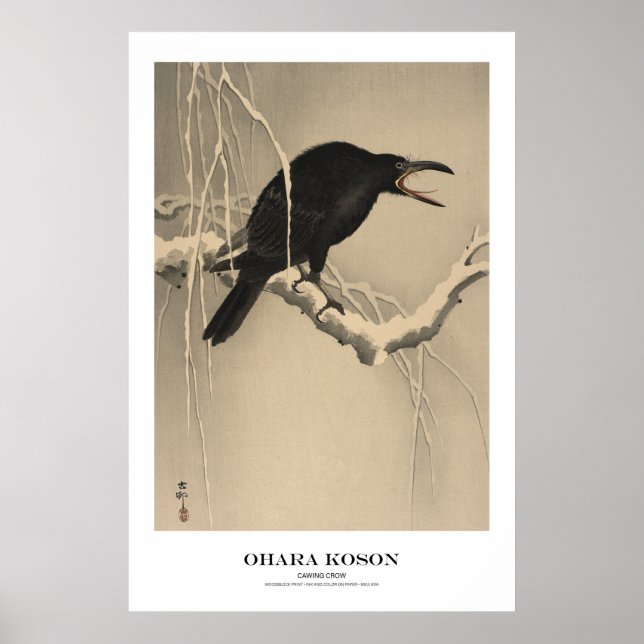 Japanese Art Print - Ohara Koson - Crow (Front)