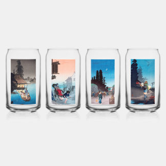 Japanese Art Printed Drinkware Set Can Glass