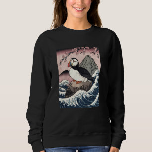 Japanese Art Puffin Kyosai Vintage Japan Artwork Sweatshirt