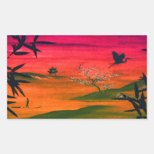 JAPANESE ART RECTANGULAR STICKER
