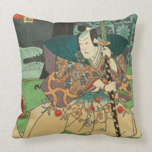 Japanese Art - Samurai Holding A Katana Sword Cushion