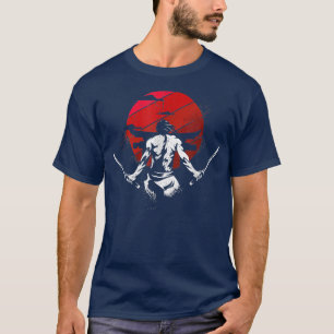 Japanese Art Samurai Vintage Fighter Retro Design T-Shirt