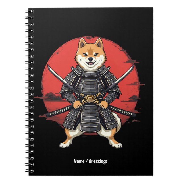 Japanese Art Shiba Inu Samurai Graphic Design  Notebook (Front)