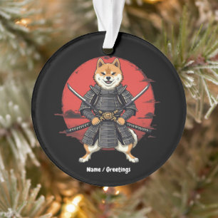 Japanese Art Shiba Inu Samurai Graphic Design Ornament