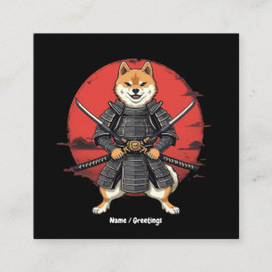Japanese Art Shiba Inu Samurai Graphic Design  Square Business Card