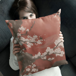  Japanese Art Style White Cherry Blossom Cushion