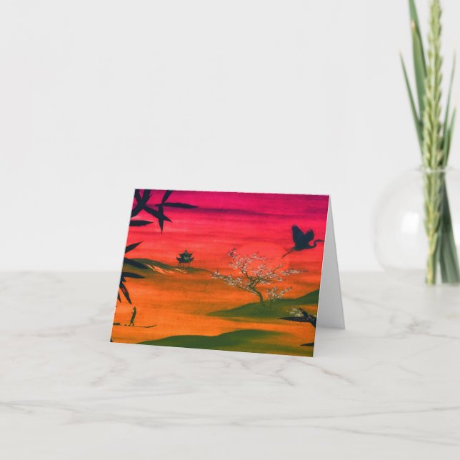 JAPANESE ART SUNSET THANK YOU CARD (Front)