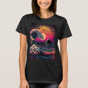 Japanese Art Ukiyo-e Style Retrowave Great Wave Of T-Shirt