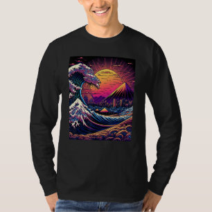 Japanese Art Ukiyo-e Style Retrowave Great Wave Of T-Shirt