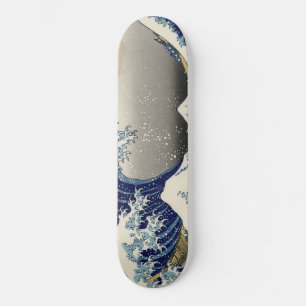 Japanese artwork painting wave, skateboard