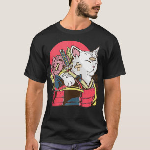 Japanese Artwork Samurai Cat Cat T-Shirt