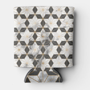 Japanese Asanoha: Gold Marble Pattern. Can Cooler