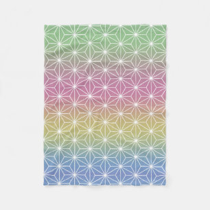 Japanese Asanoha (large scale) Pastel Rainbow Fleece Blanket