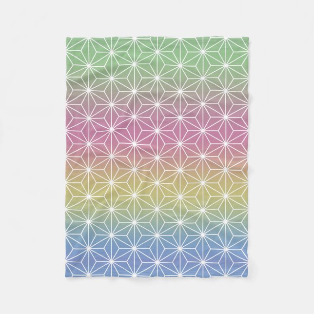 Japanese Asanoha (large scale) Pastel Rainbow Fleece Blanket (Front)