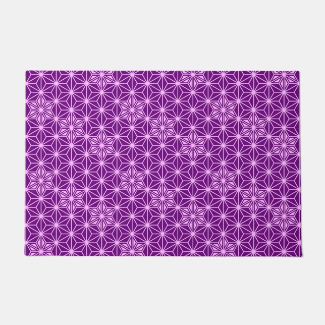 Japanese Asanoha or Star Pattern, Amethyst Purple Doormat (Front)