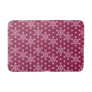 Japanese Asanoha or Star Pattern - burgundy Bath Mat