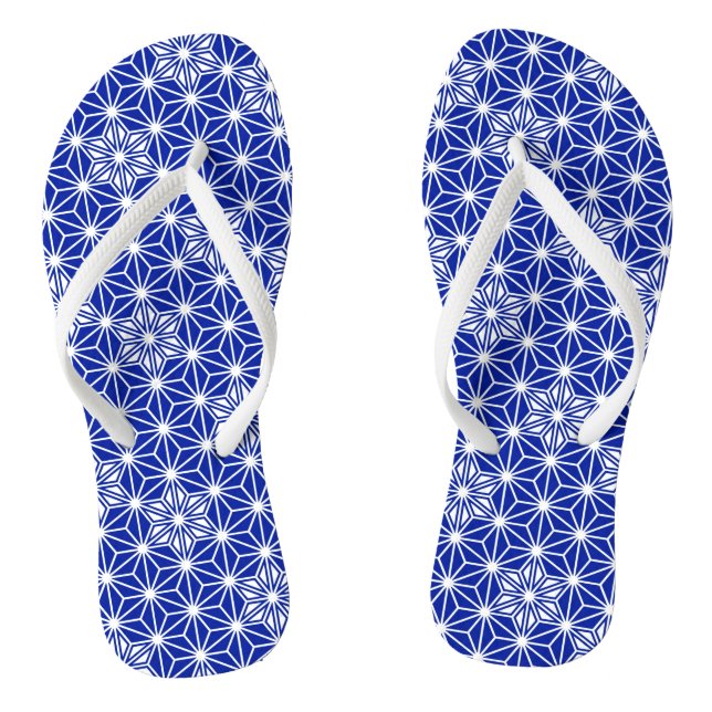Japanese Asanoha or Star Pattern,  cobalt blue Jandals (Footbed)