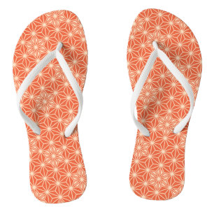 Japanese Asanoha or Star Pattern, coral orange Jandals