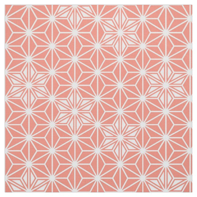 Japanese Asanoha or Star Pattern, coral pink Fabric (Swatch)