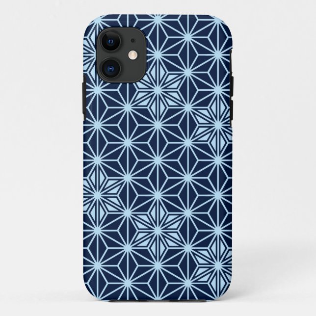 Japanese Asanoha or Star Pattern, indigo blue Case-Mate iPhone Case (Back)
