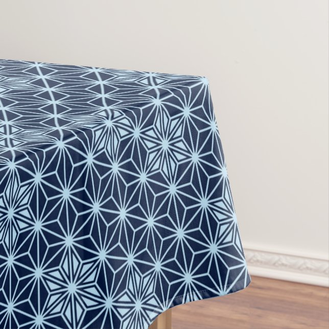 Japanese Asanoha or Star Pattern, Indigo Blue Tablecloth (In Situ)