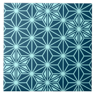 Japanese Asanoha or Star Pattern, Indigo Blue Tile