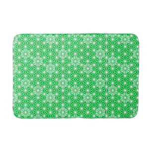 Japanese Asanoha or Star Pattern - jade green Bath Mat