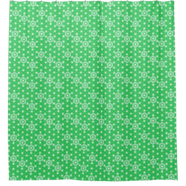 Japanese Asanoha  or Star Pattern - jade green Shower Curtain (Front)
