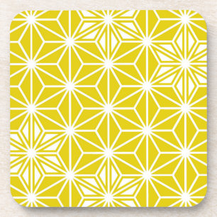 Japanese Asanoha or Star Pattern, mustard gold Coaster