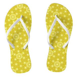 Japanese Asanoha or Star Pattern, mustard gold Jandals