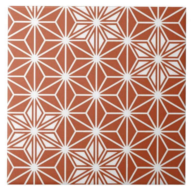 Japanese Asanoha or Star Pattern, terracotta Tile (Front)