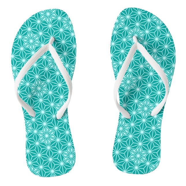 Japanese Asanoha or Star Pattern, turquoise Jandals (Footbed)