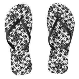 Japanese Asanoha or Star Pattern, white and black Jandals
