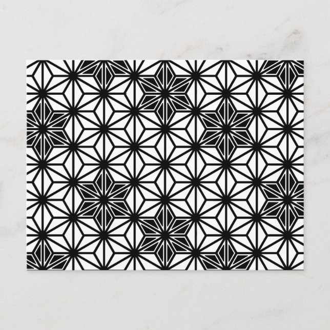 Japanese Asanoha or Star Pattern, white and black Postcard (Front)
