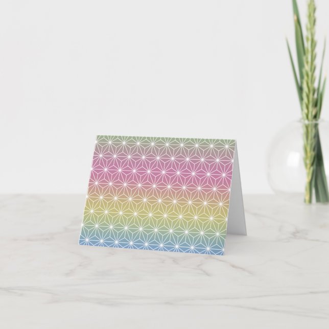 Japanese Asanoha Pastel Rainbow Personalised Note Card (Front)